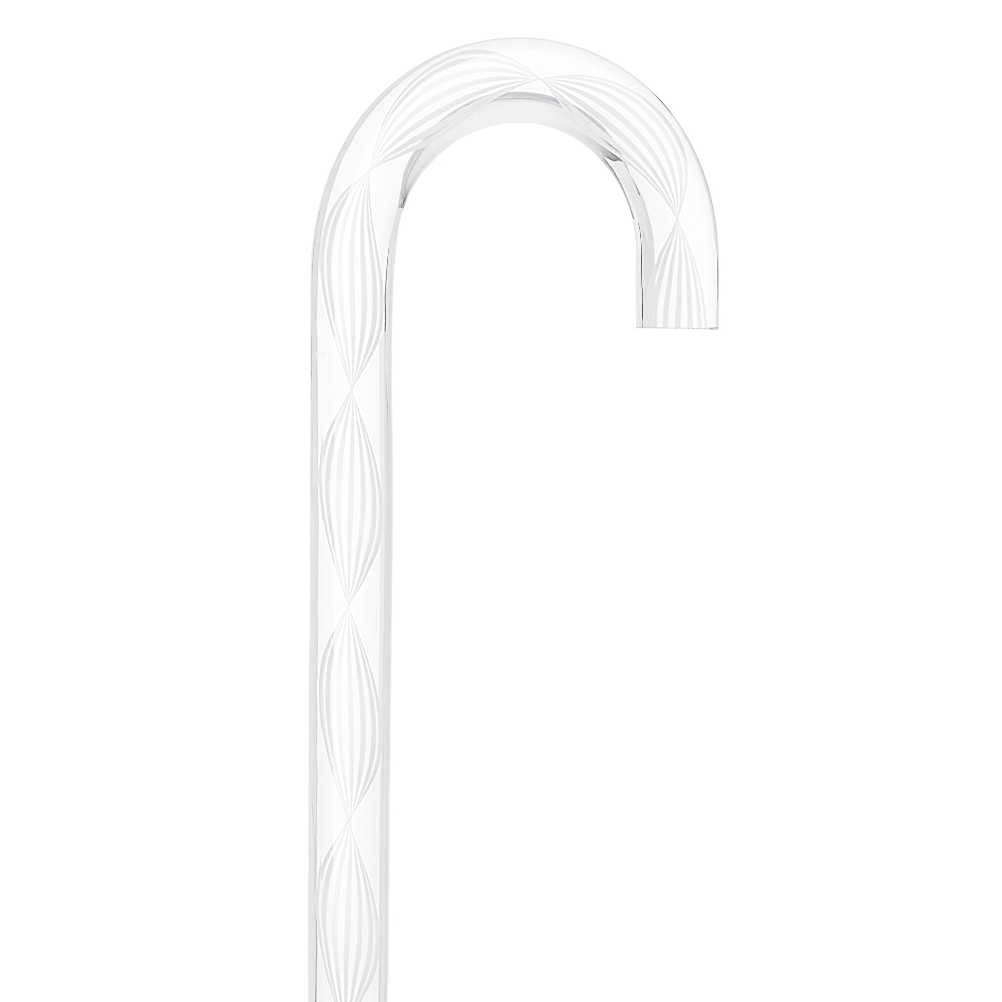 Alabaster Helix Cane: White Twists in Invisible Clear Shaft