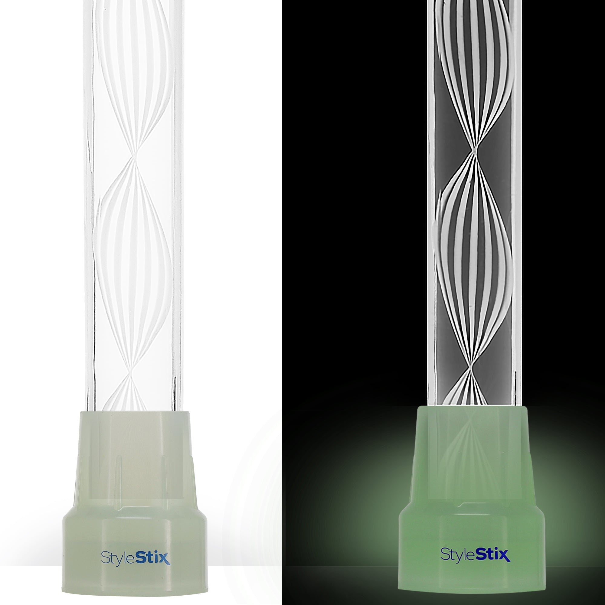 Alabaster Helix Cane: White Twists in Invisible Clear Shaft
