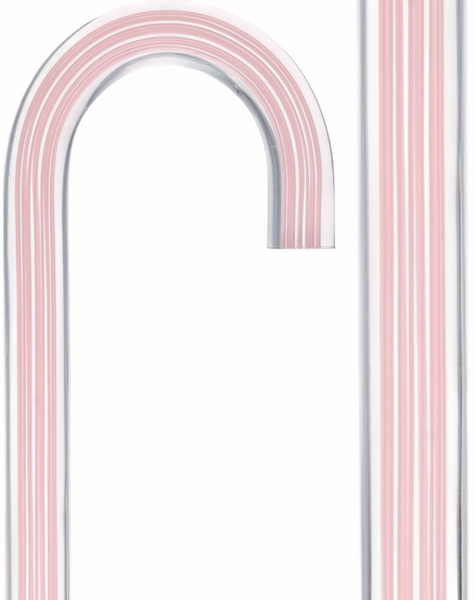Pretty in Pink Lines Cane: Pink Lines in Invisible Clear Shaft
