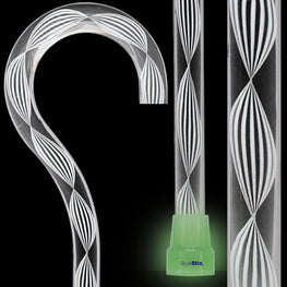 Alabaster Helix Cane: White Twists in Invisible Clear Shaft
