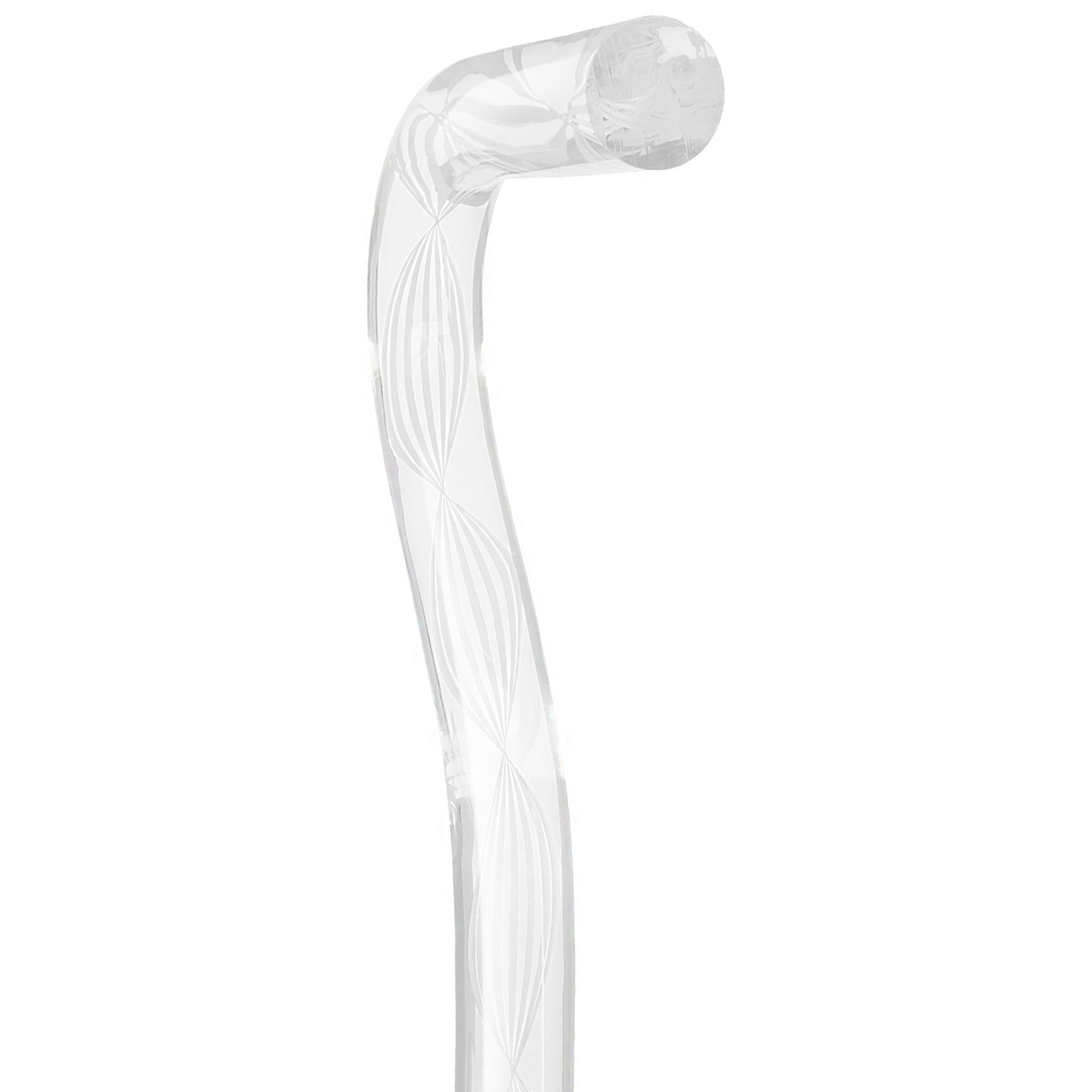 Alabaster Helix Cane: White Twists in Invisible Clear Shaft