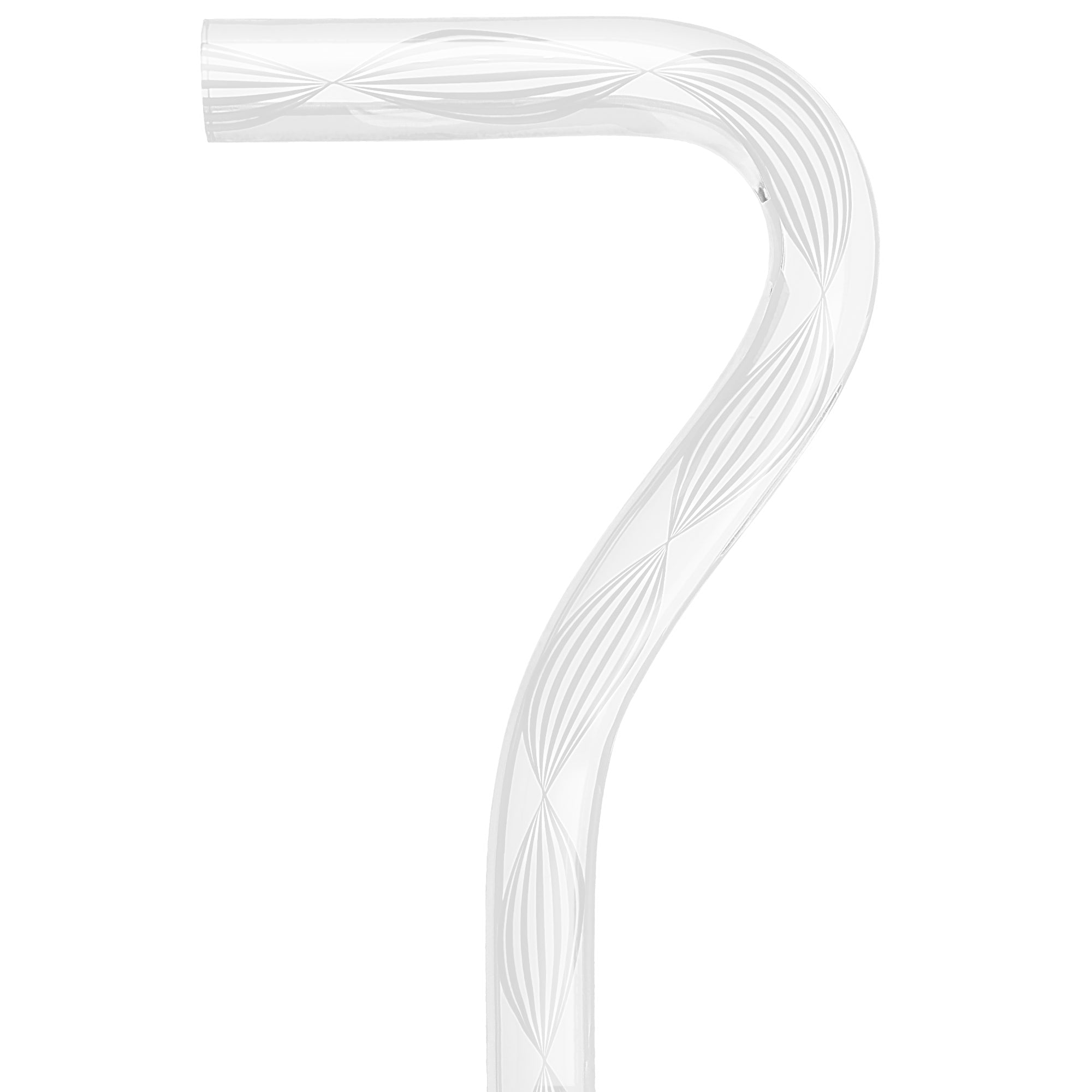 Alabaster Helix Cane: White Twists in Invisible Clear Shaft