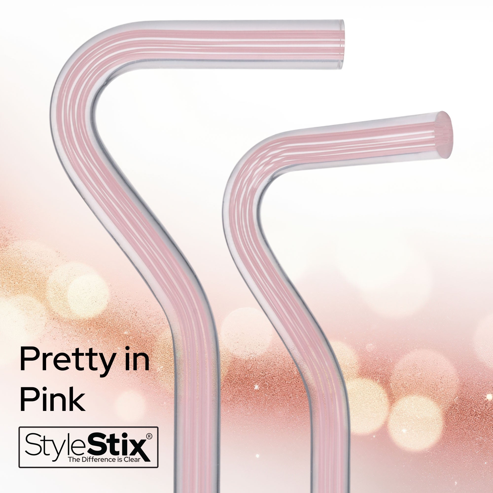 Pretty in Pink Lines Cane: Pink Lines in Invisible Clear Shaft