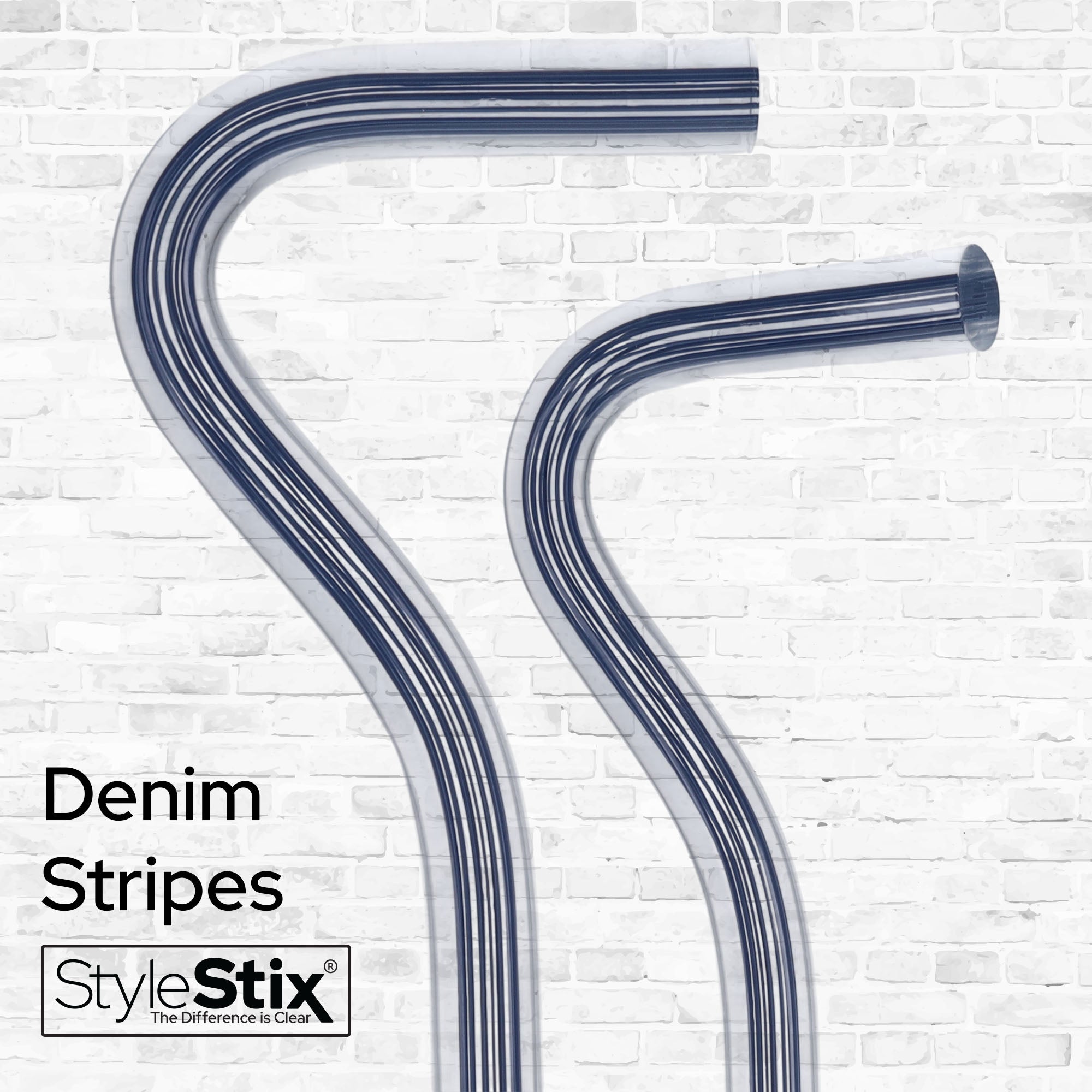 Denim Stripes Cane: Blue Lines in Invisible Clear Shaft