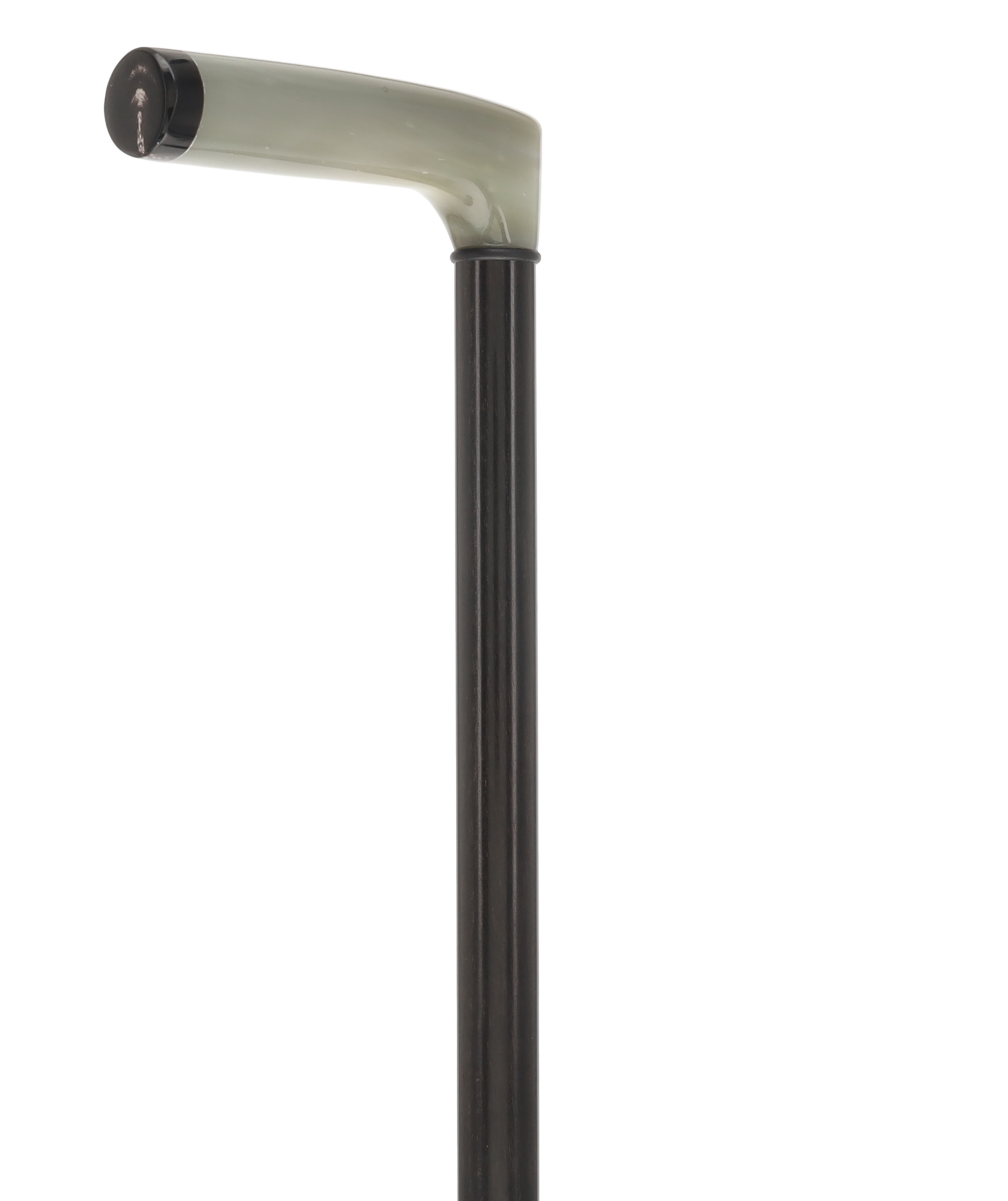 L Shape Blonde Horn Derby Walking Cane With Ebony Wood Shaft And Brass Collar