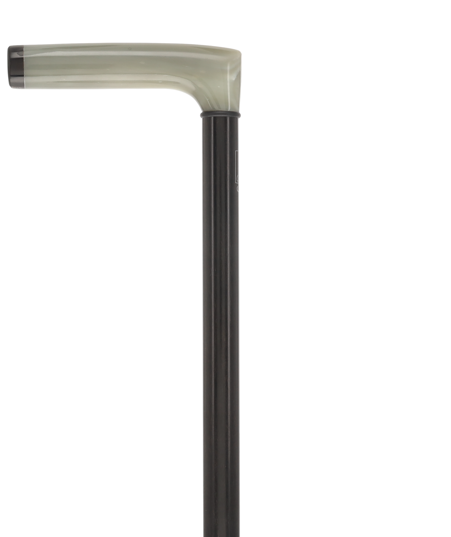 L Shape Blonde Horn Derby Walking Cane With Ebony Wood Shaft And Brass Collar