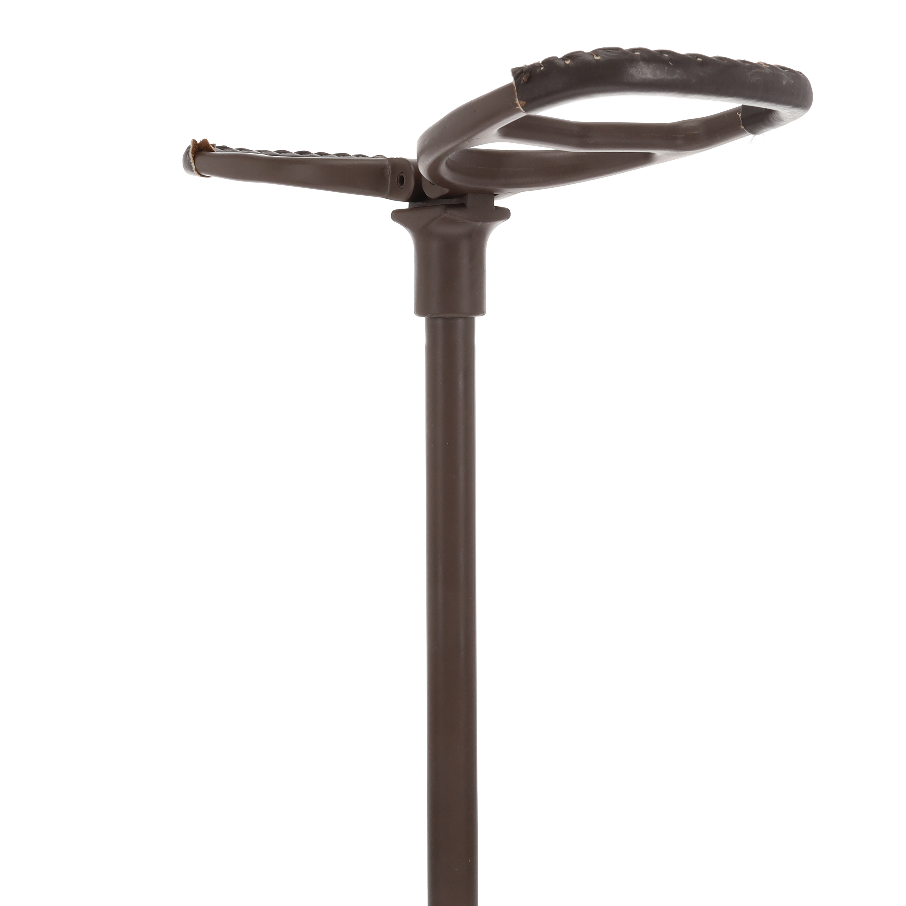 Genuine Leather Brown Cane Handle Chair  - Non-Adjustable
