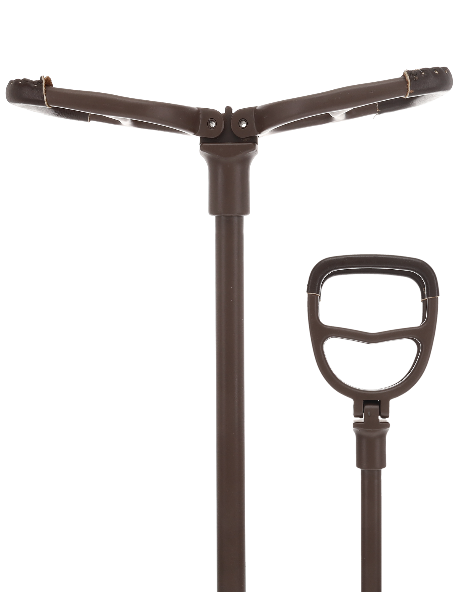 Genuine Leather Brown Cane Handle Chair  - Non-Adjustable