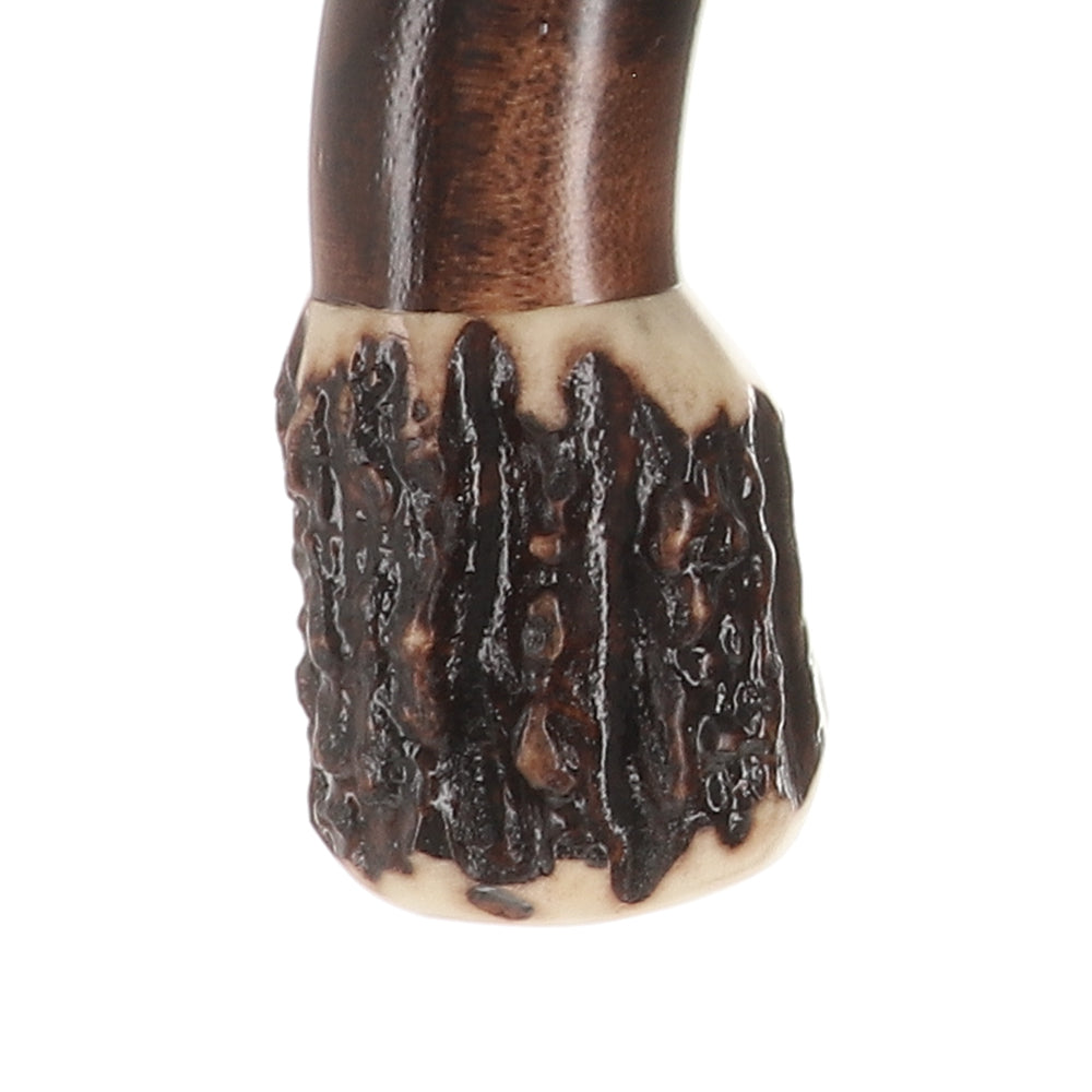 French Stag Horn Tourist Walking Cane: Dark Maple Shaft