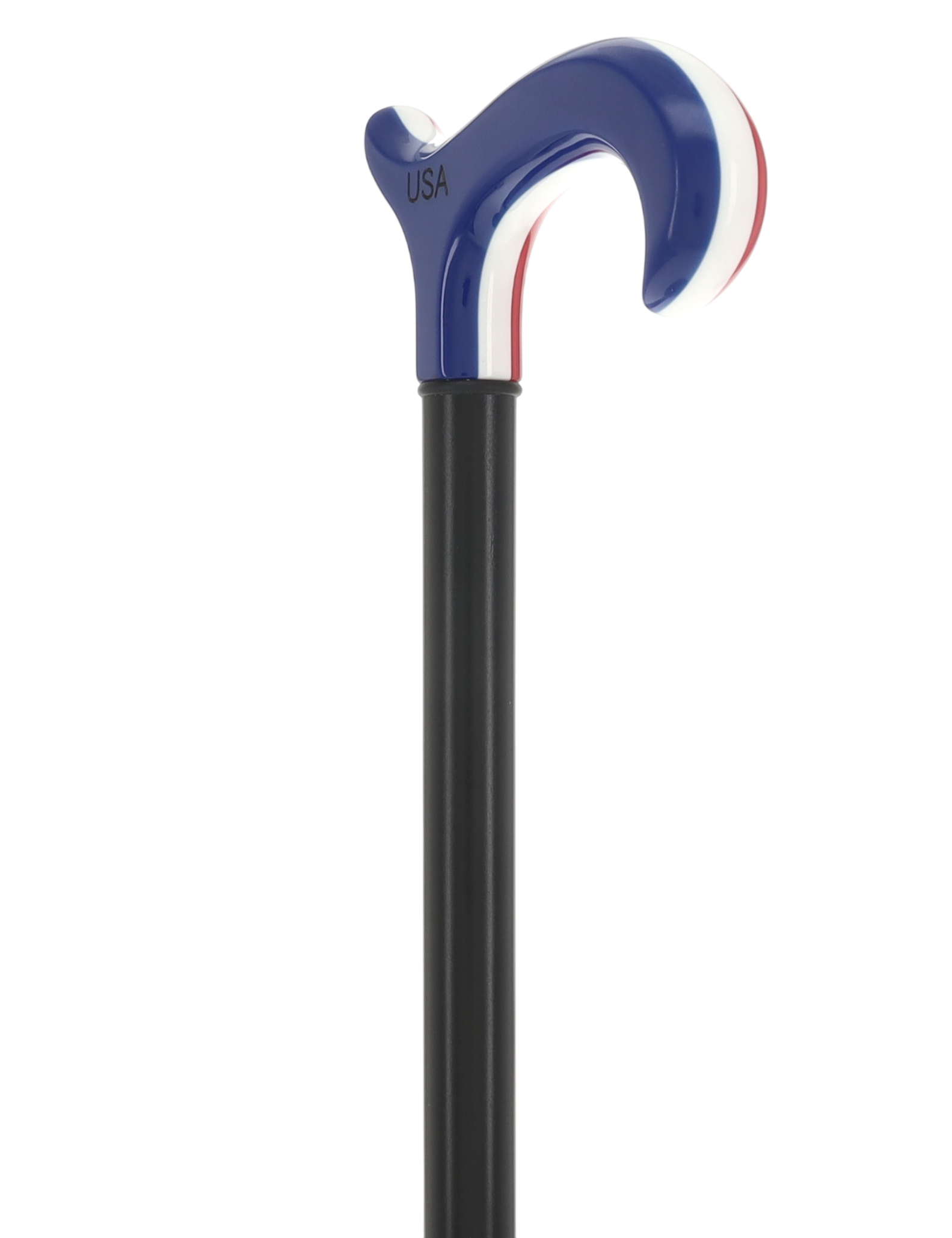 The Freedom Stripe Derby Cane: Red/ White & Blue Acrylic, Beechwood
