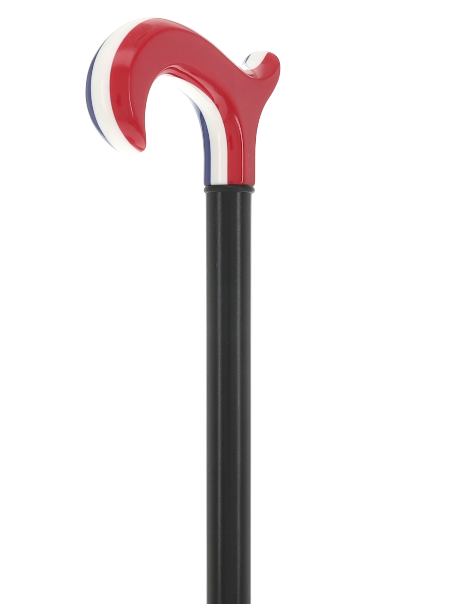 The Freedom Stripe Derby Cane: Red/ White & Blue Acrylic, Beechwood