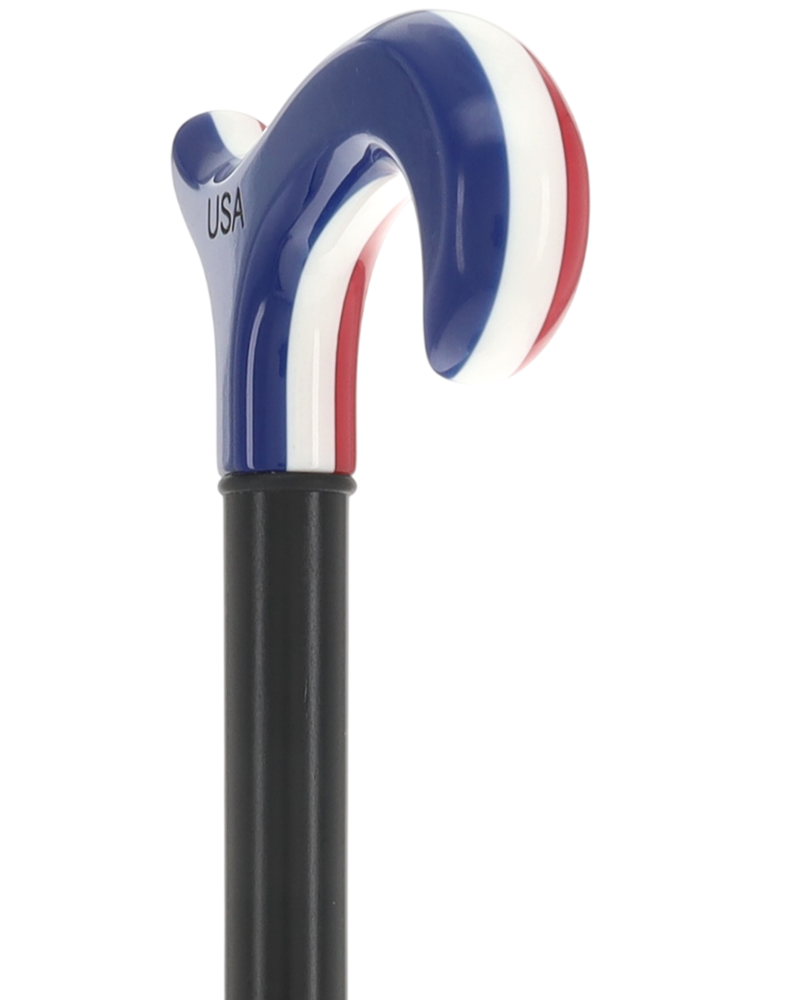 The Freedom Stripe Derby Cane: Red/ White & Blue Acrylic, Beechwood