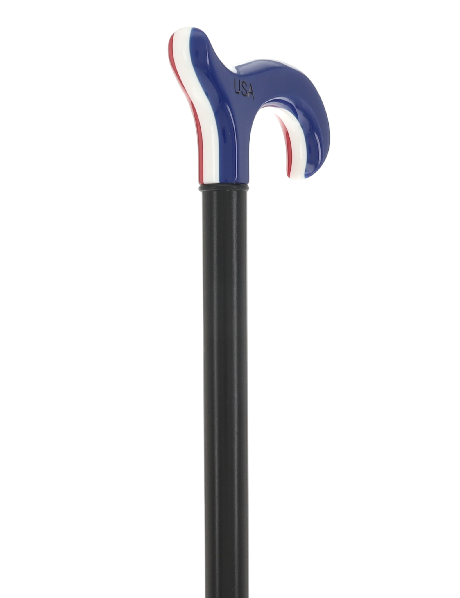The Freedom Stripe Derby Cane: Red/ White & Blue Acrylic, Beechwood