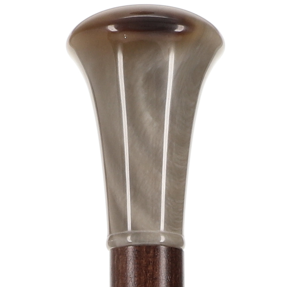 French Faux Horn Knob Cane: Brown Beechwood Shaft