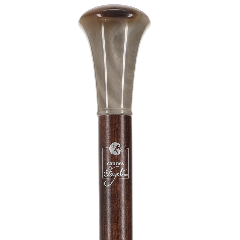 French Faux Horn Knob Cane: Brown Beechwood Shaft