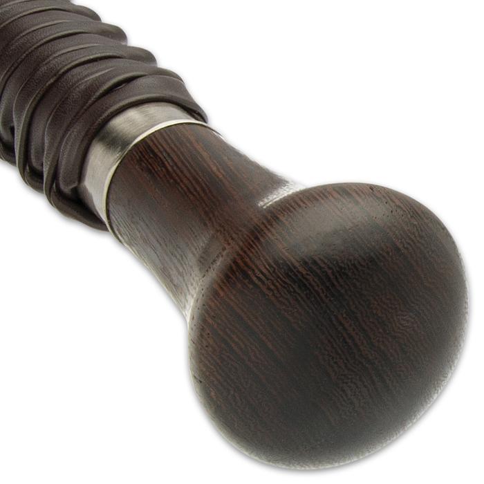Shikoto Sword Cane: Damascus Blade, Leather, Wenge Handle