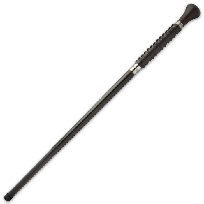 Shikoto Sword Cane: Damascus Blade, Leather, Wenge Handle