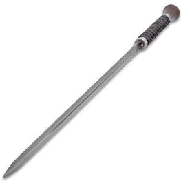 Shikoto Sword Cane: Damascus Blade, Leather, Wenge Handle