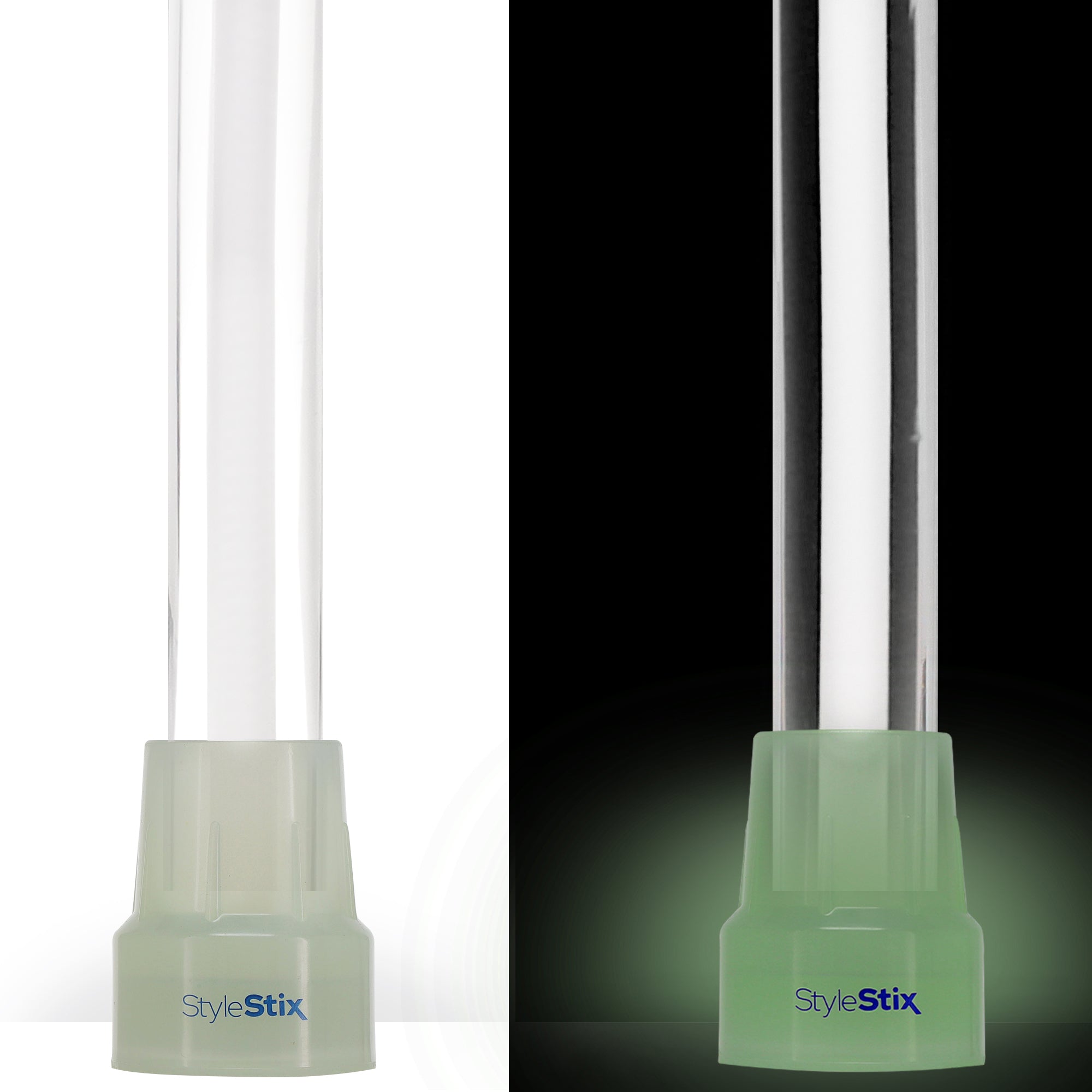 Porcelain In Ice Cane: White Line in Translucent Clear Shaft