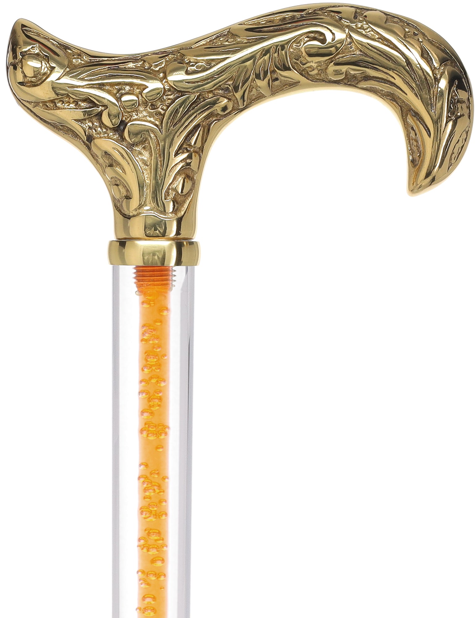 Color Crystal Elegance Brass Derby Cane with Invisible Acrylic Shaft