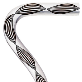 Obsidian Helix Cane: Sophisticated Black Twists, Clear Shaft