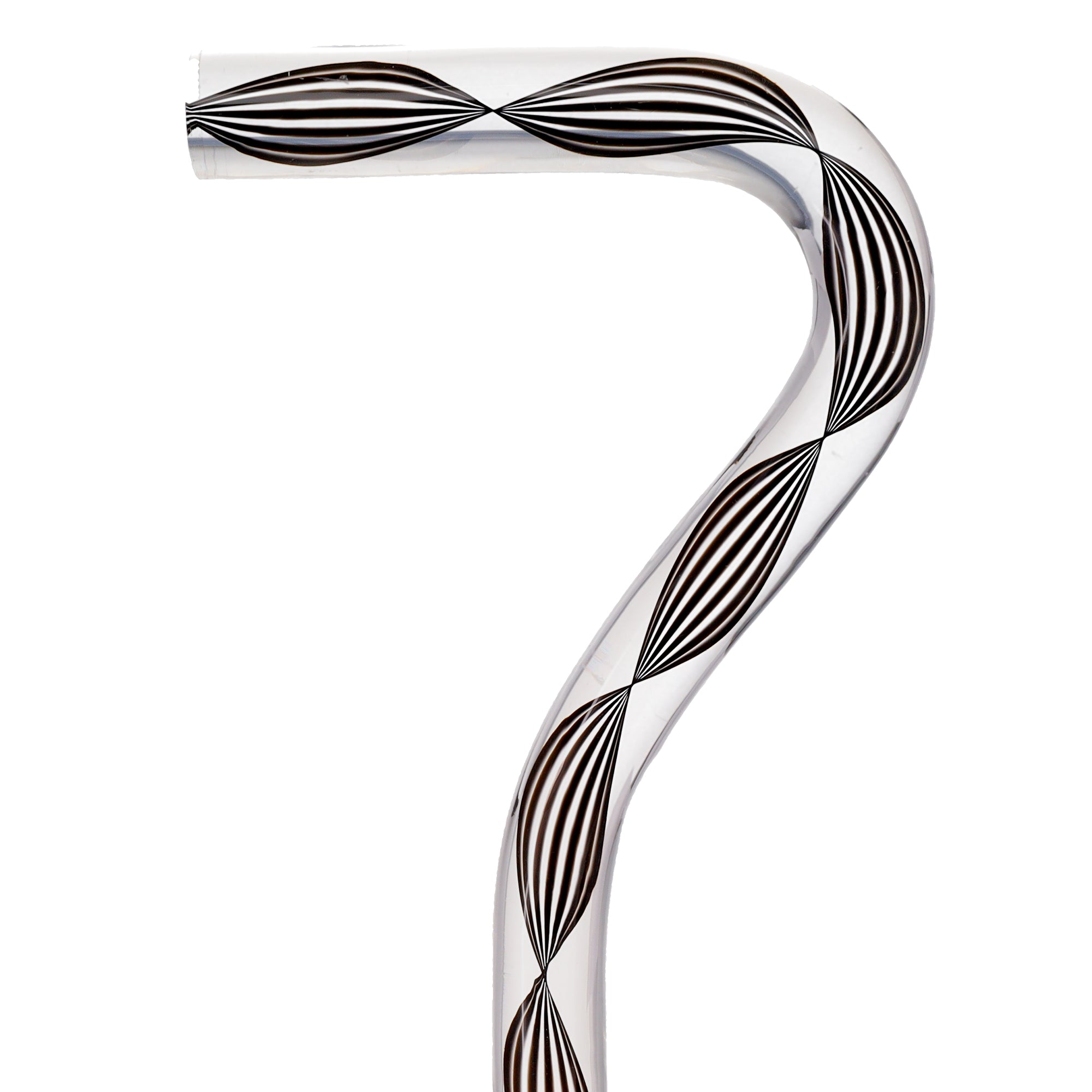 Obsidian Helix Cane: Sophisticated Black Twists, Clear Shaft