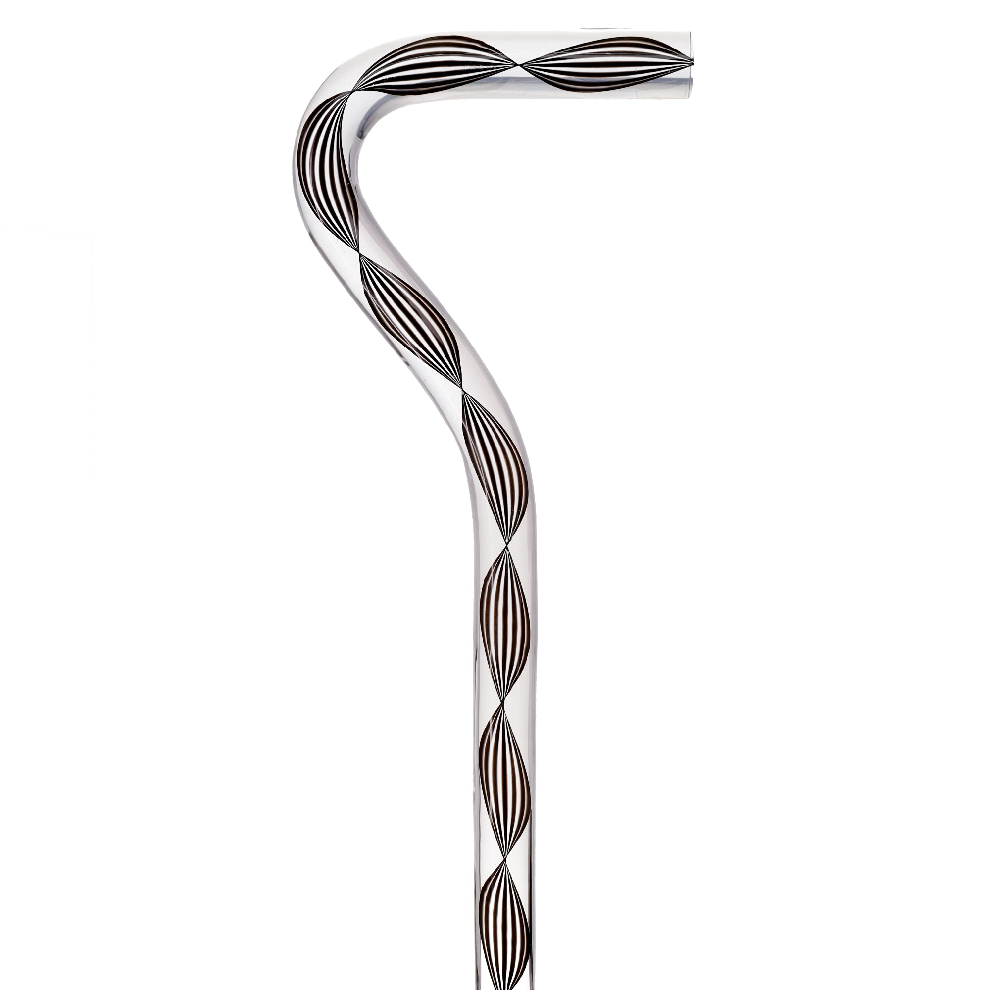 Obsidian Helix Cane: Sophisticated Black Twists, Clear Shaft