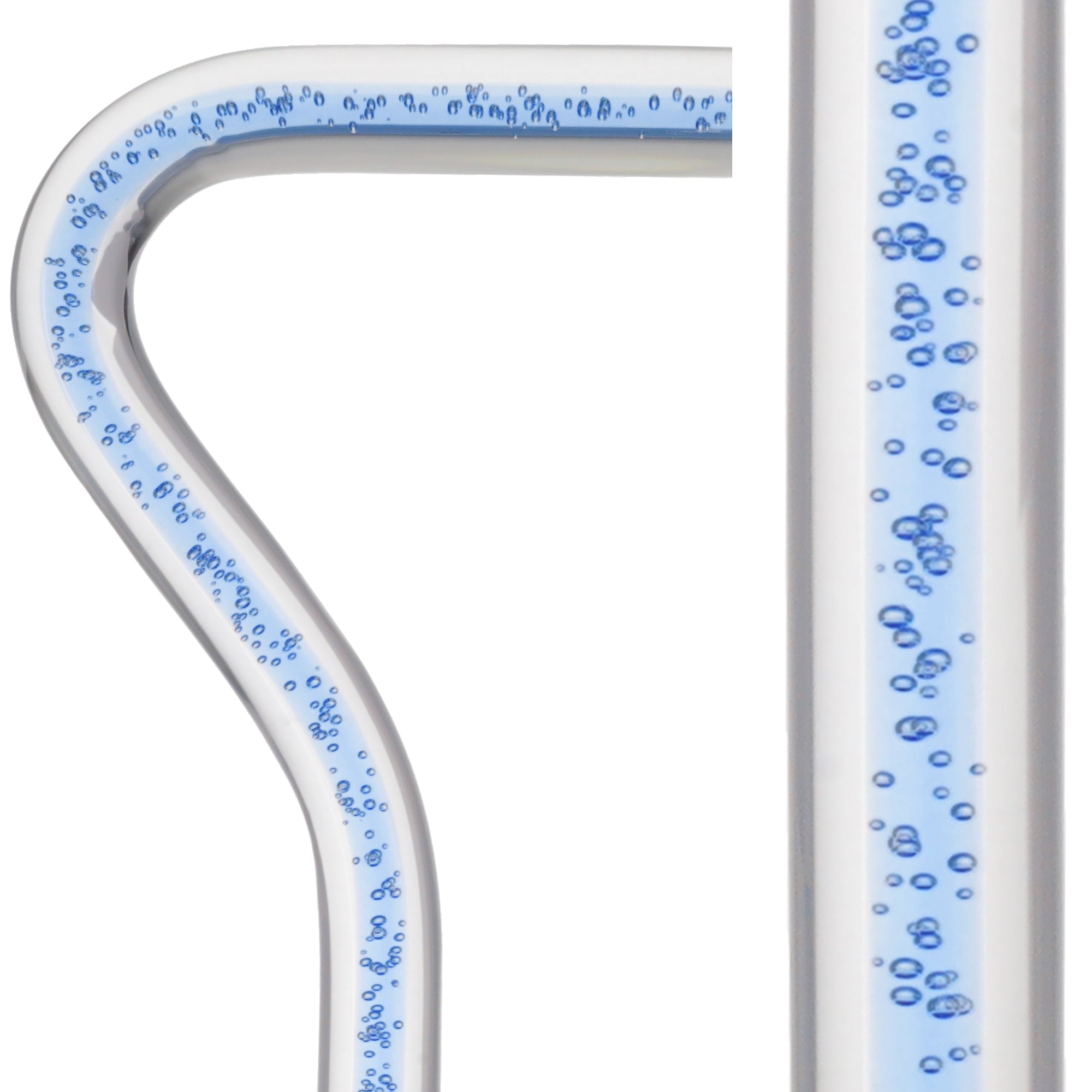Clear Ocean Cane: Blue Streak w/ Floating Bubbles in Clear Shaft