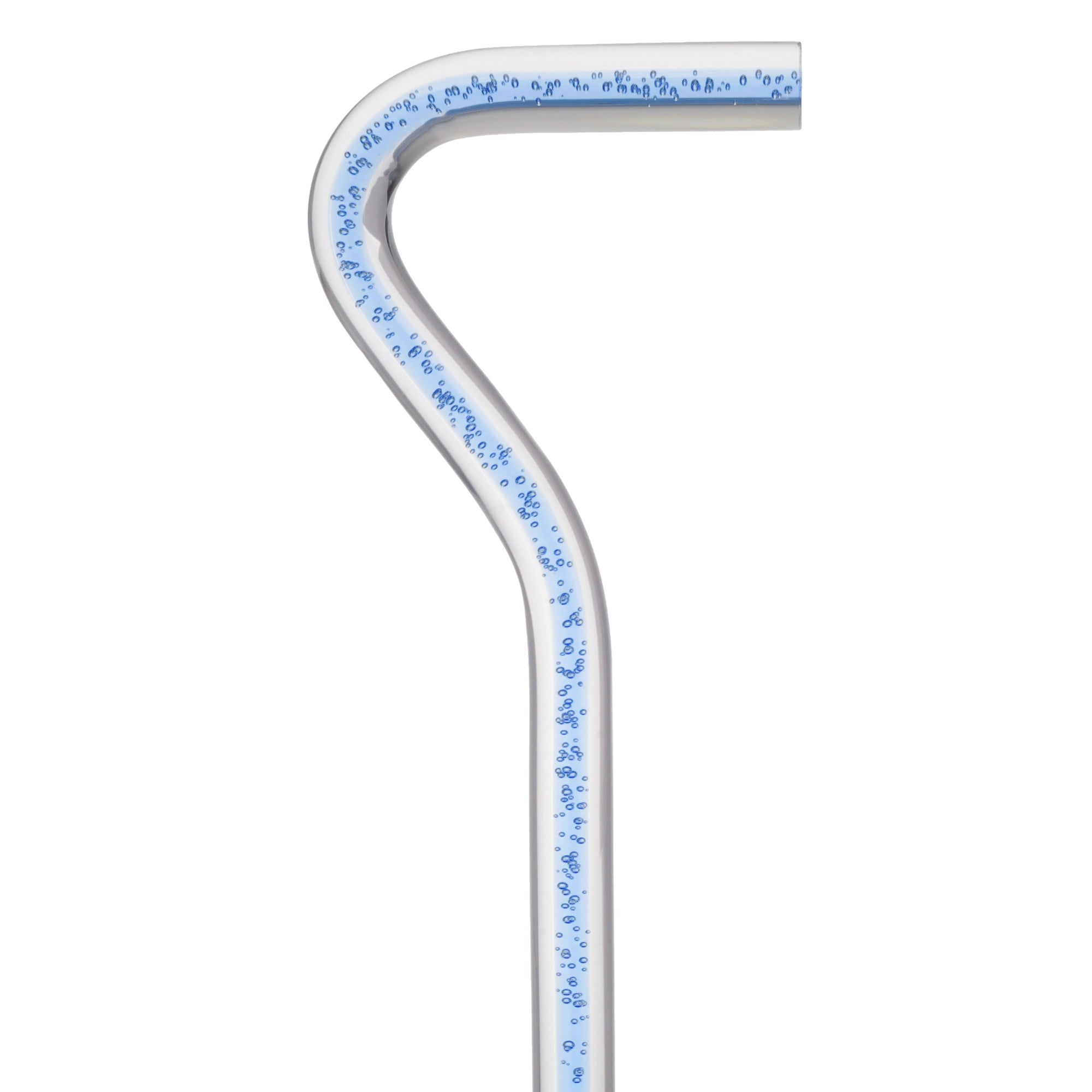 Clear Ocean Cane: Blue Streak w/ Floating Bubbles in Clear Shaft