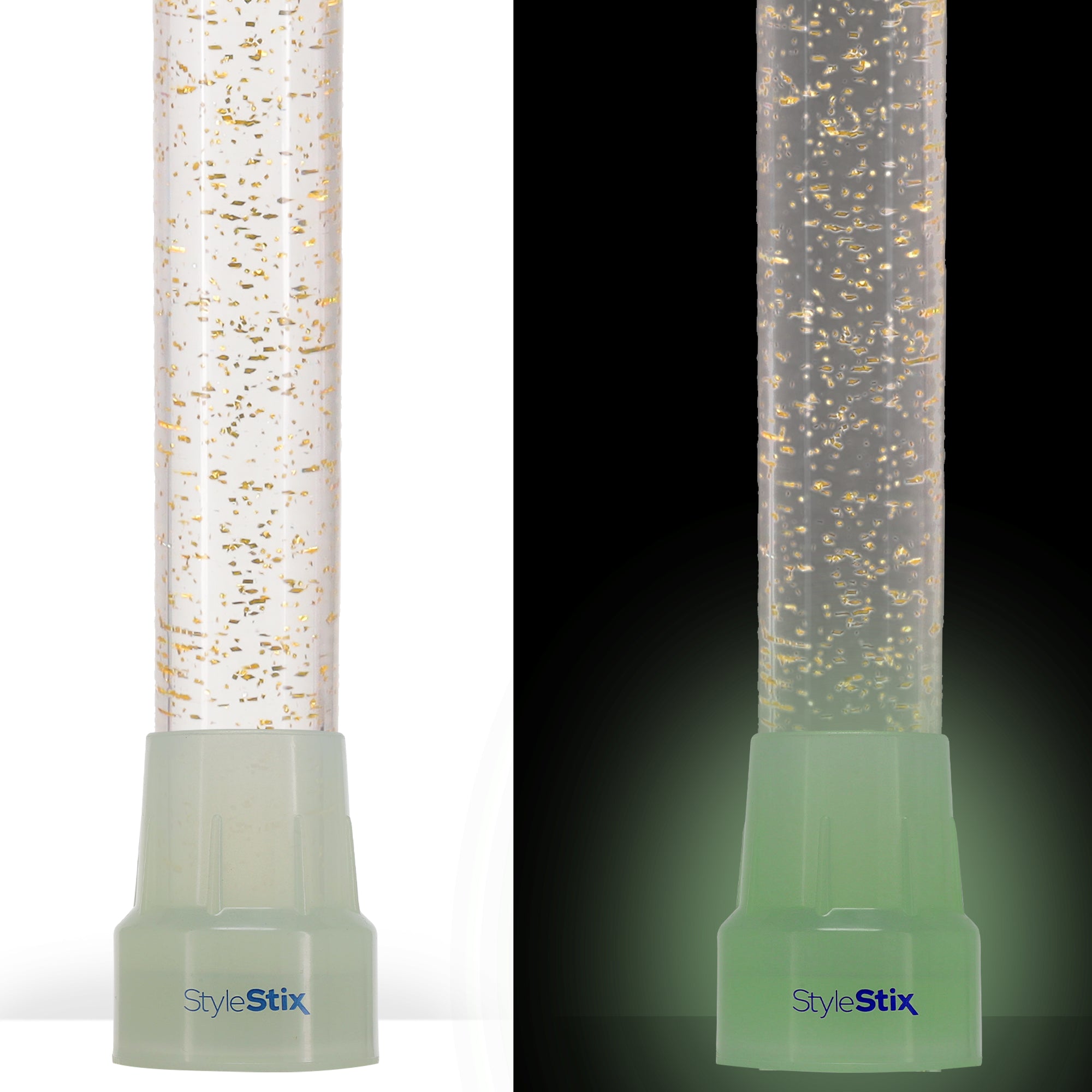Golden Shimmer Cane: Gold Sparkles in Invisible Clear Shaft