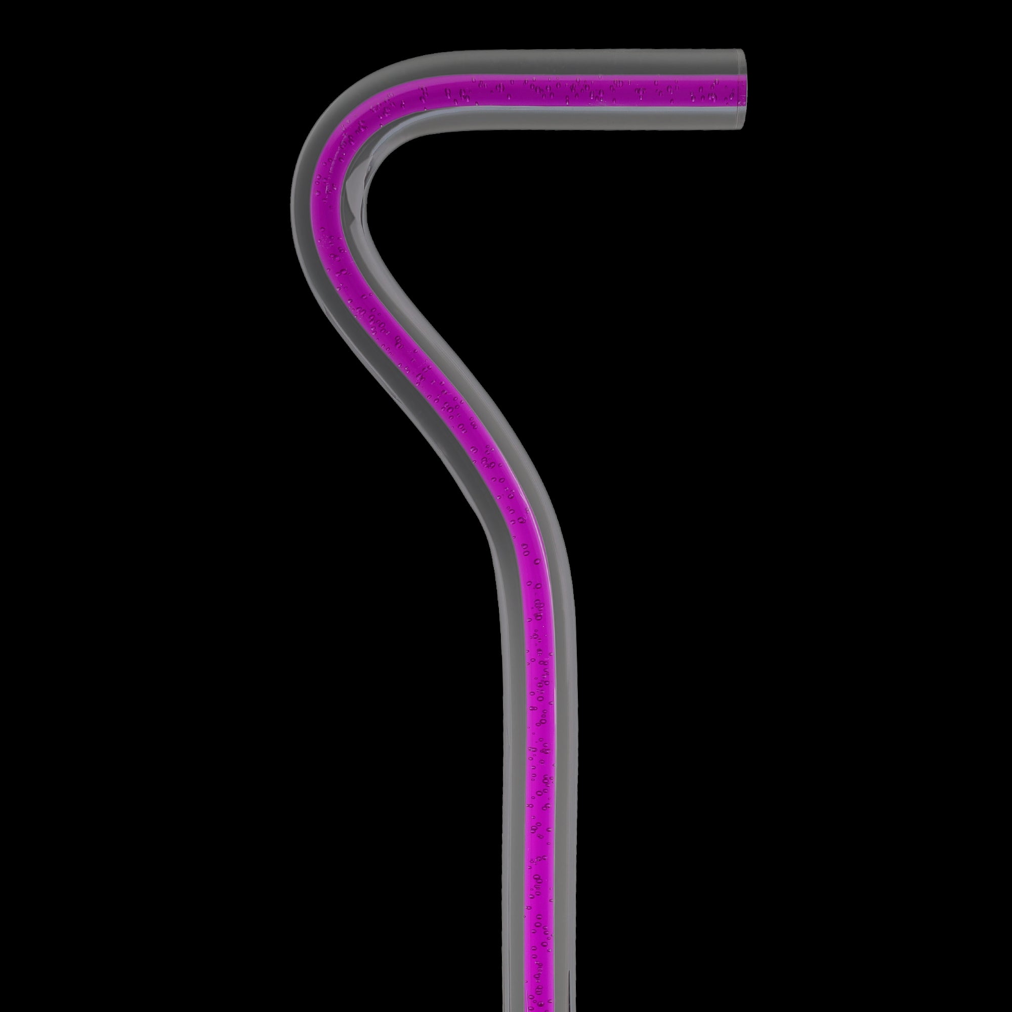 Amethyst Trace Cane: Purple Streak w/ Floating Bubbles in Clear Shaft