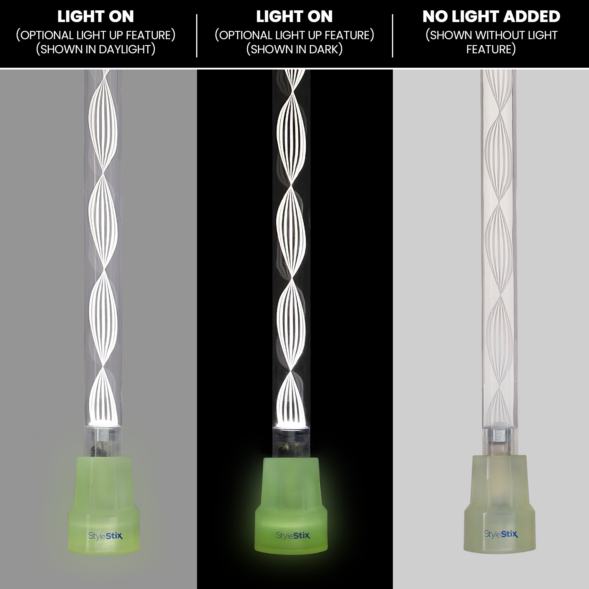 Alabaster Helix Cane: White Twists in Invisible Clear Shaft