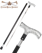 Custom RC Swords Chrome T-Handle Sword Cane – Black Metal Shaft, 29" Blade