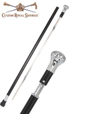 Custom RC Swords Chrome Knob Handle Sword Cane – Black Metal Shaft, 29" Blade