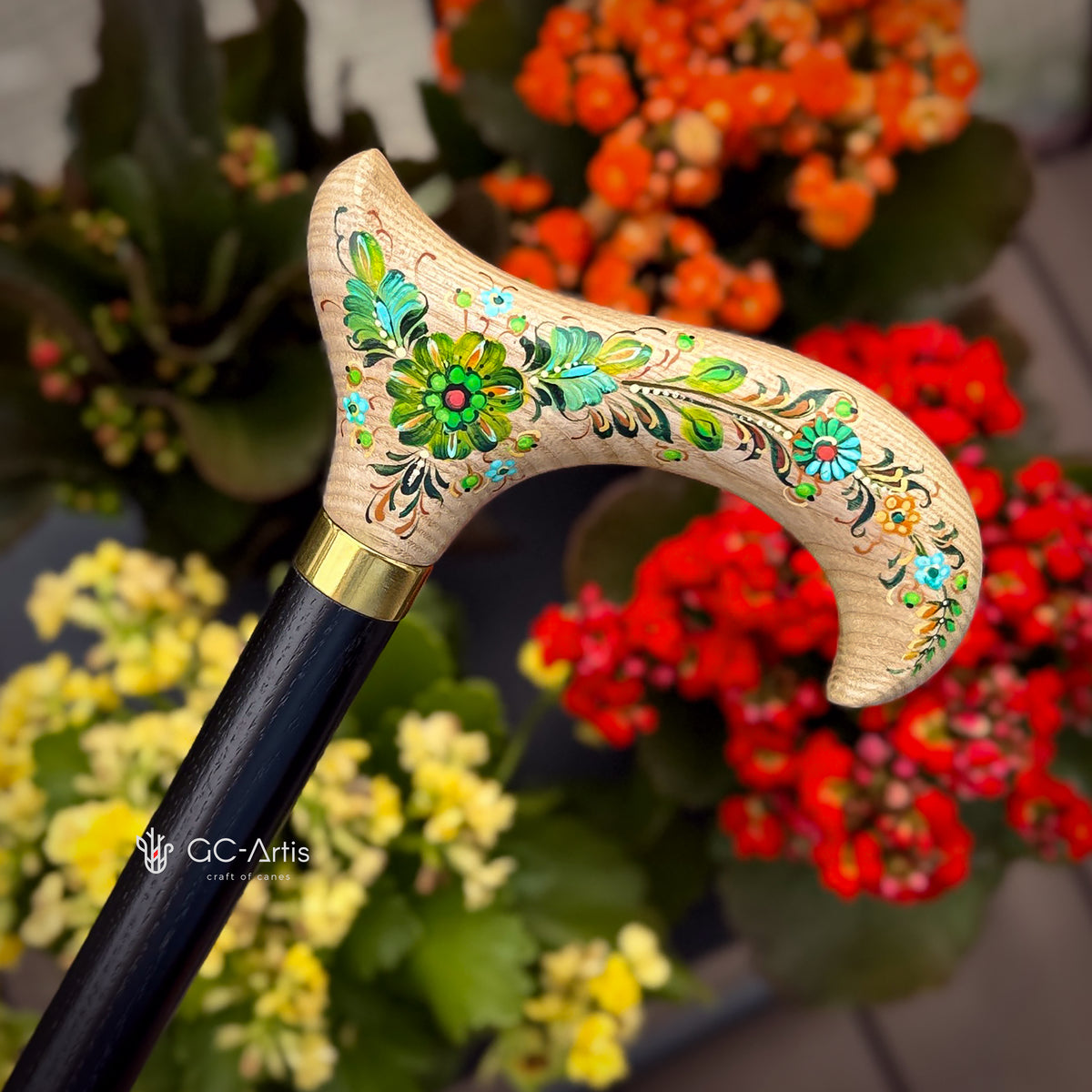 Emerald Melody Handcarved Design on Light Wood