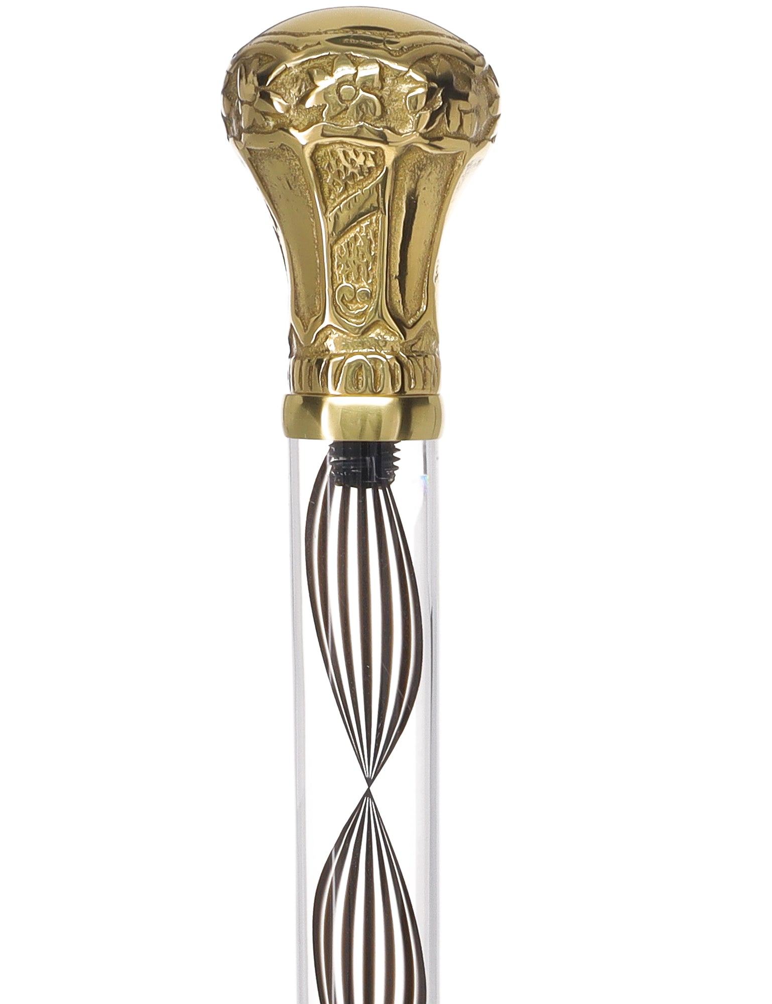 Crystal Elegance Brass Knob Cane with Invisible Acrylic Shaft Options
