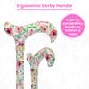 Watercolor Flowers: Designer Adjustable Cane w/ Patterned Handle