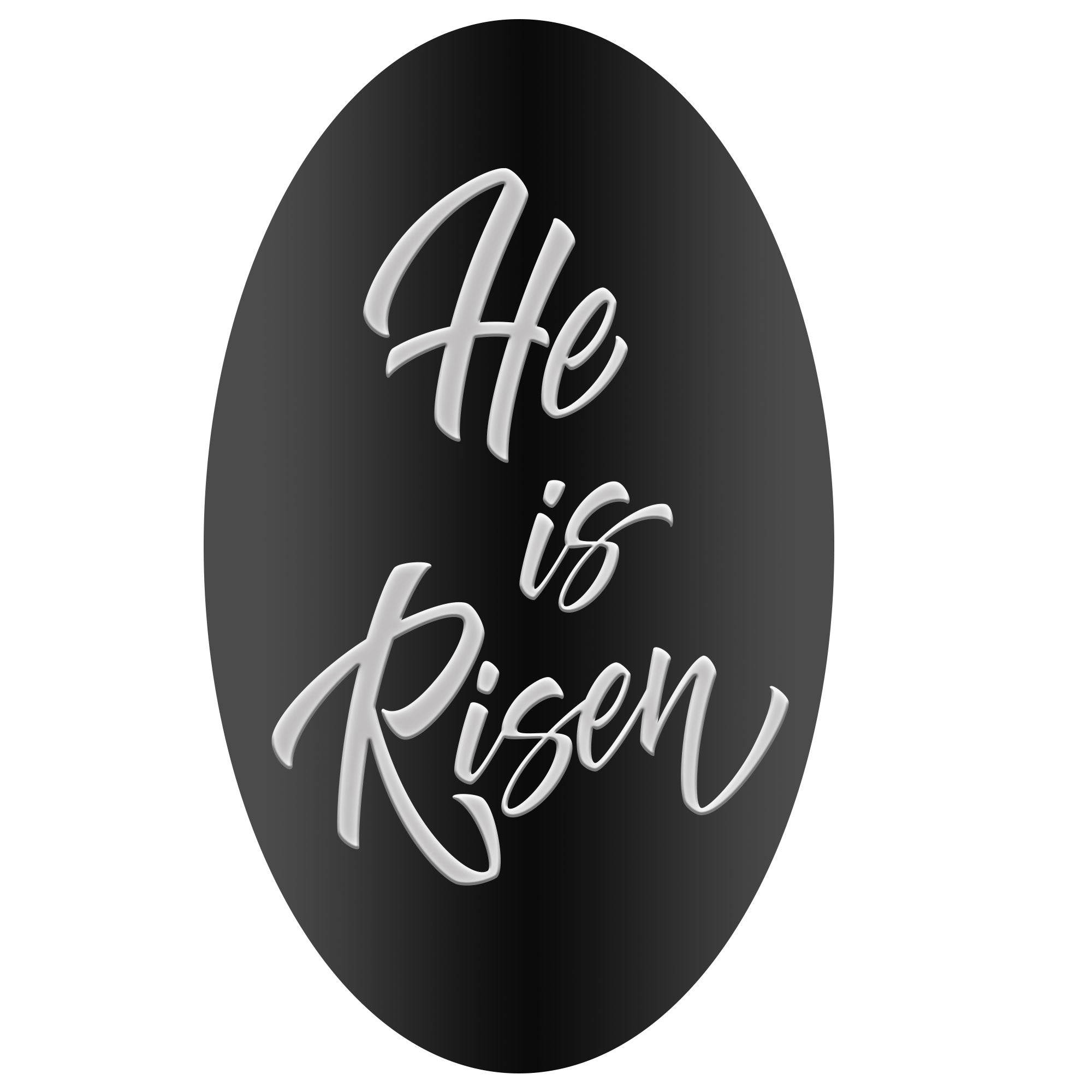 Custom Cane Engraving - Oval Black Anodized Aluminum - He is Risen