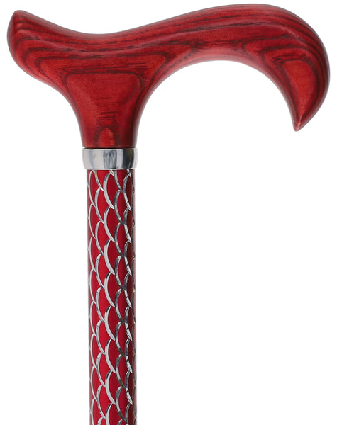 Limited single item listing: Red Etched Adjustable Cane w/ wooden red handle