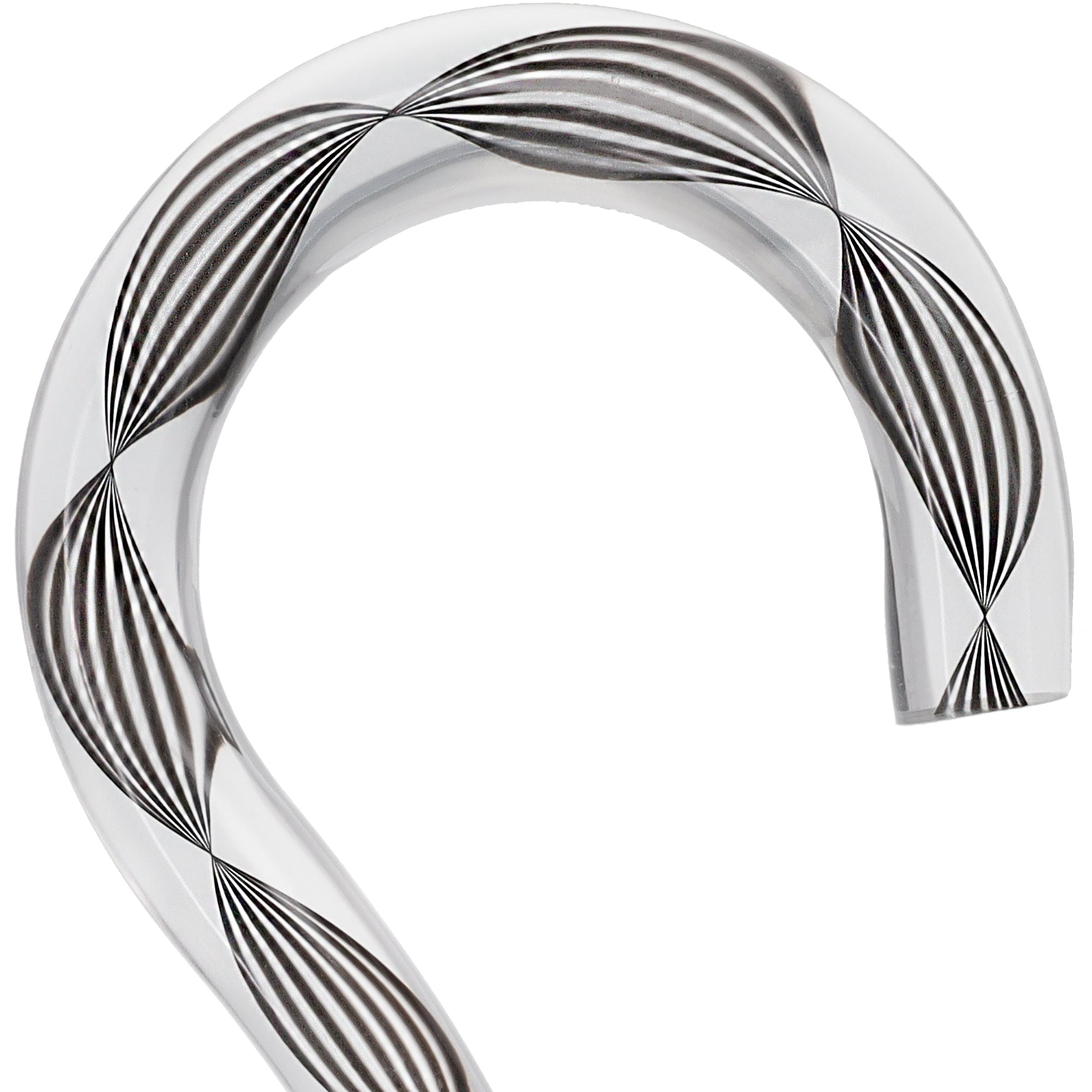 Obsidian Helix Cane: Sophisticated Black Twists, Clear Shaft