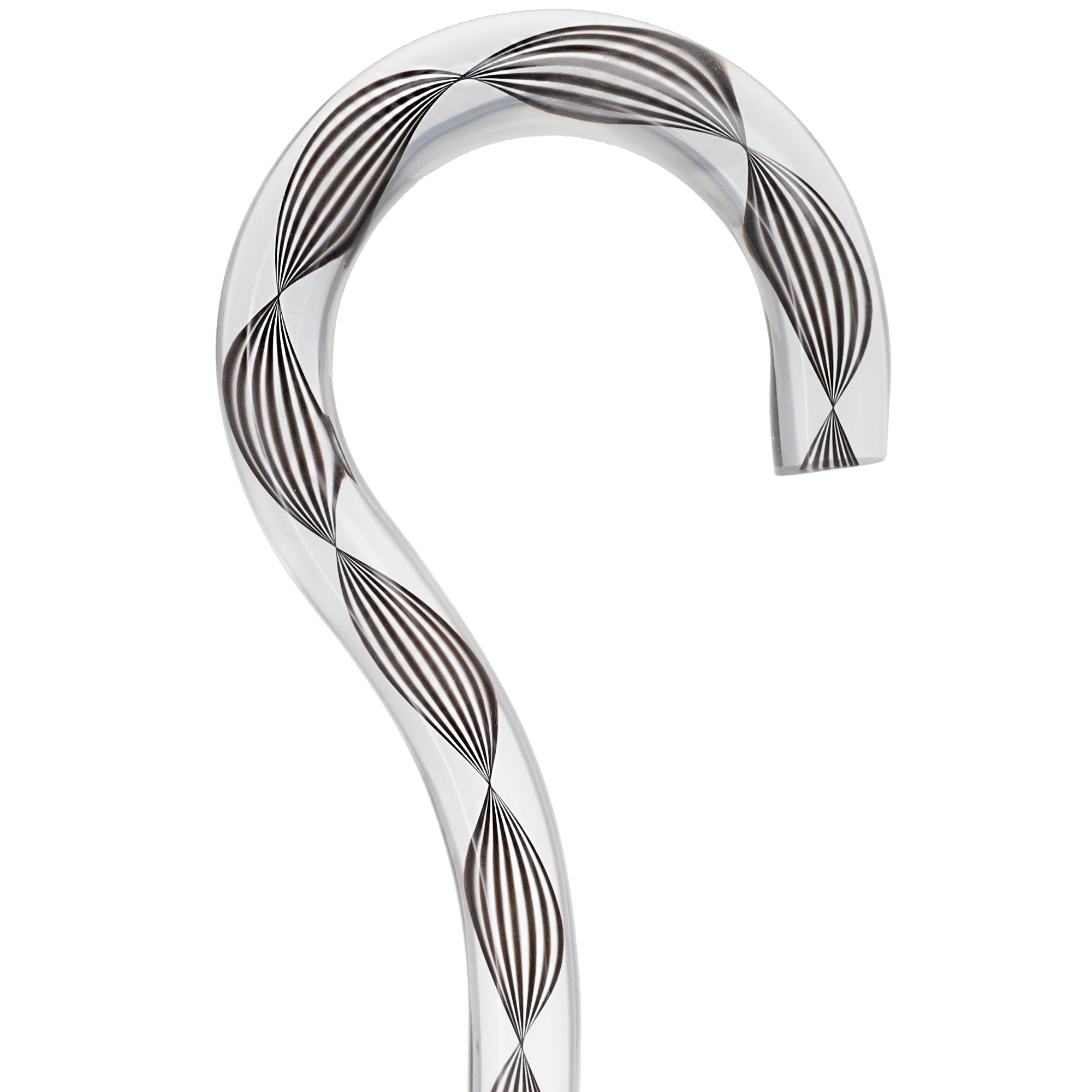 Obsidian Helix Cane: Sophisticated Black Twists, Clear Shaft