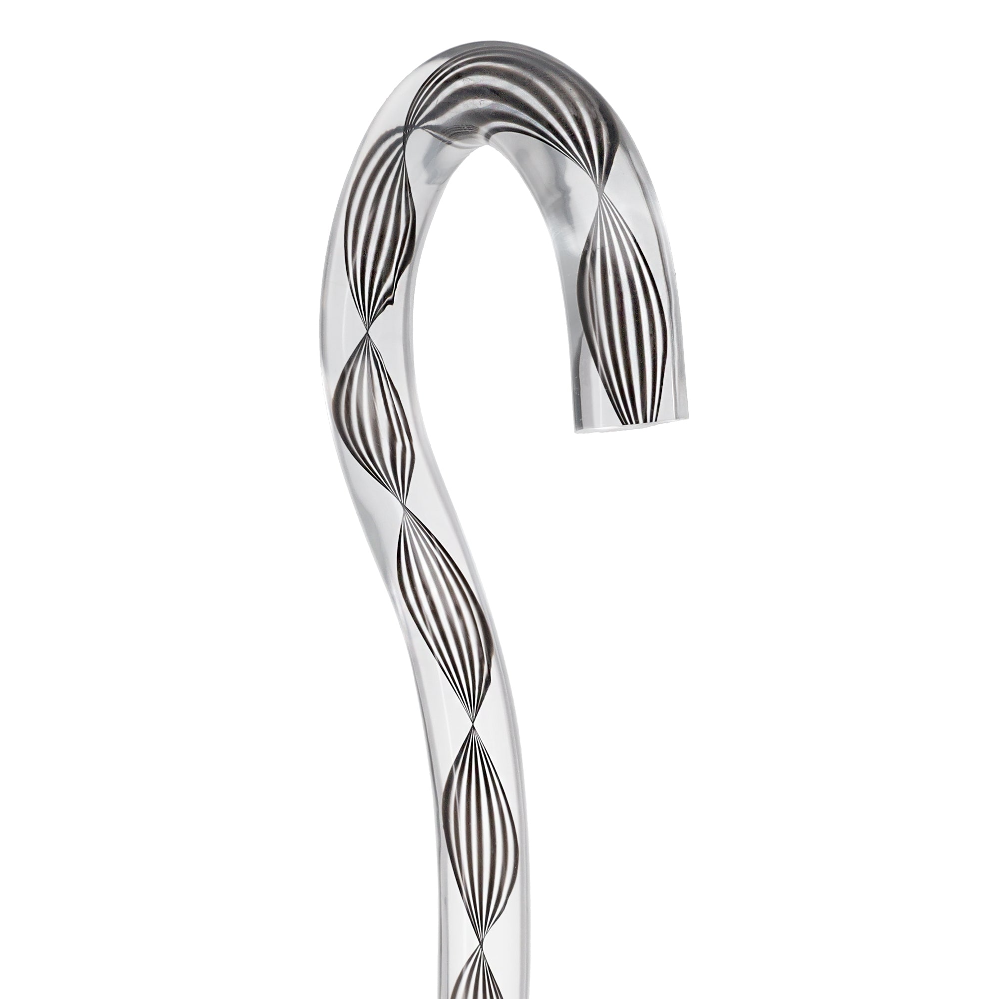 Obsidian Helix Cane: Sophisticated Black Twists, Clear Shaft