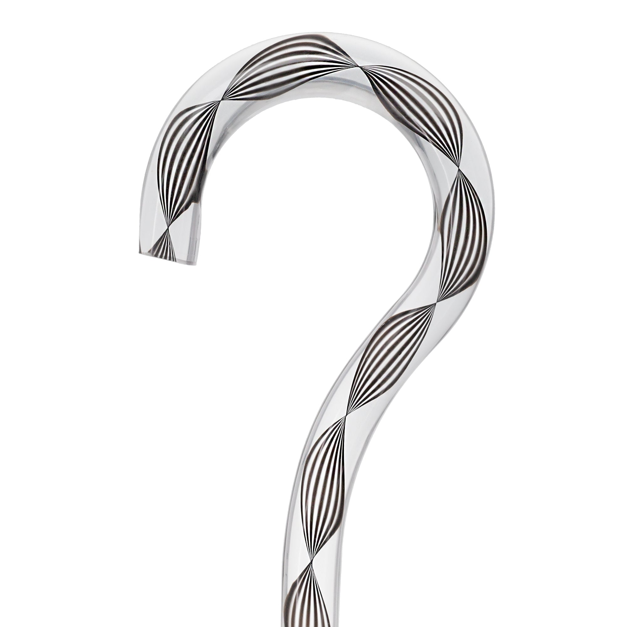 Obsidian Helix Cane: Sophisticated Black Twists, Clear Shaft