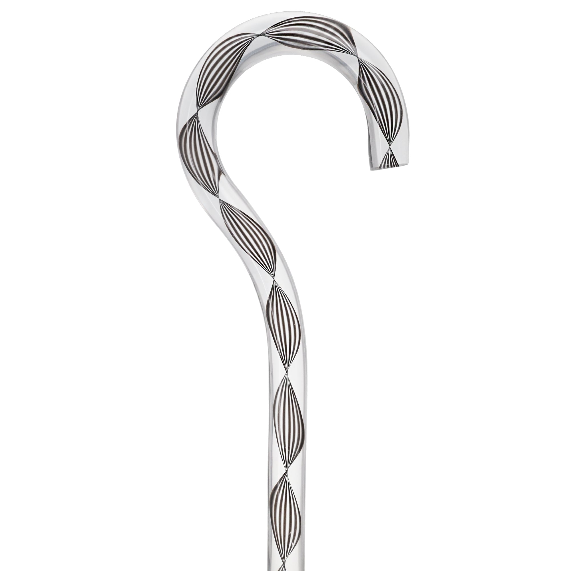 Obsidian Helix Cane: Sophisticated Black Twists, Clear Shaft