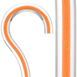 "Be Bold Wear Orange" Cane: Orange Streak w/ Floating Bubbles in Clear Shaft