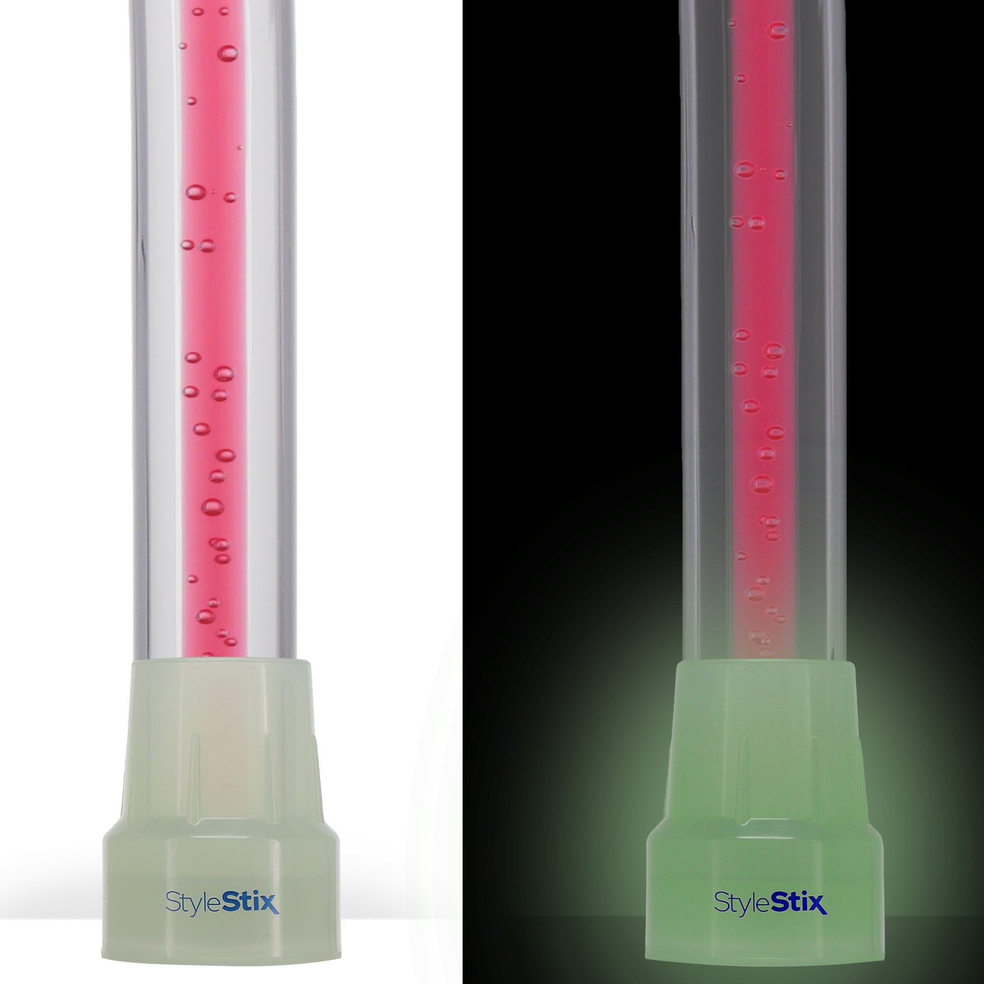 Blushing Rose Streak w/ Floating Bubbles in Clear Shaft