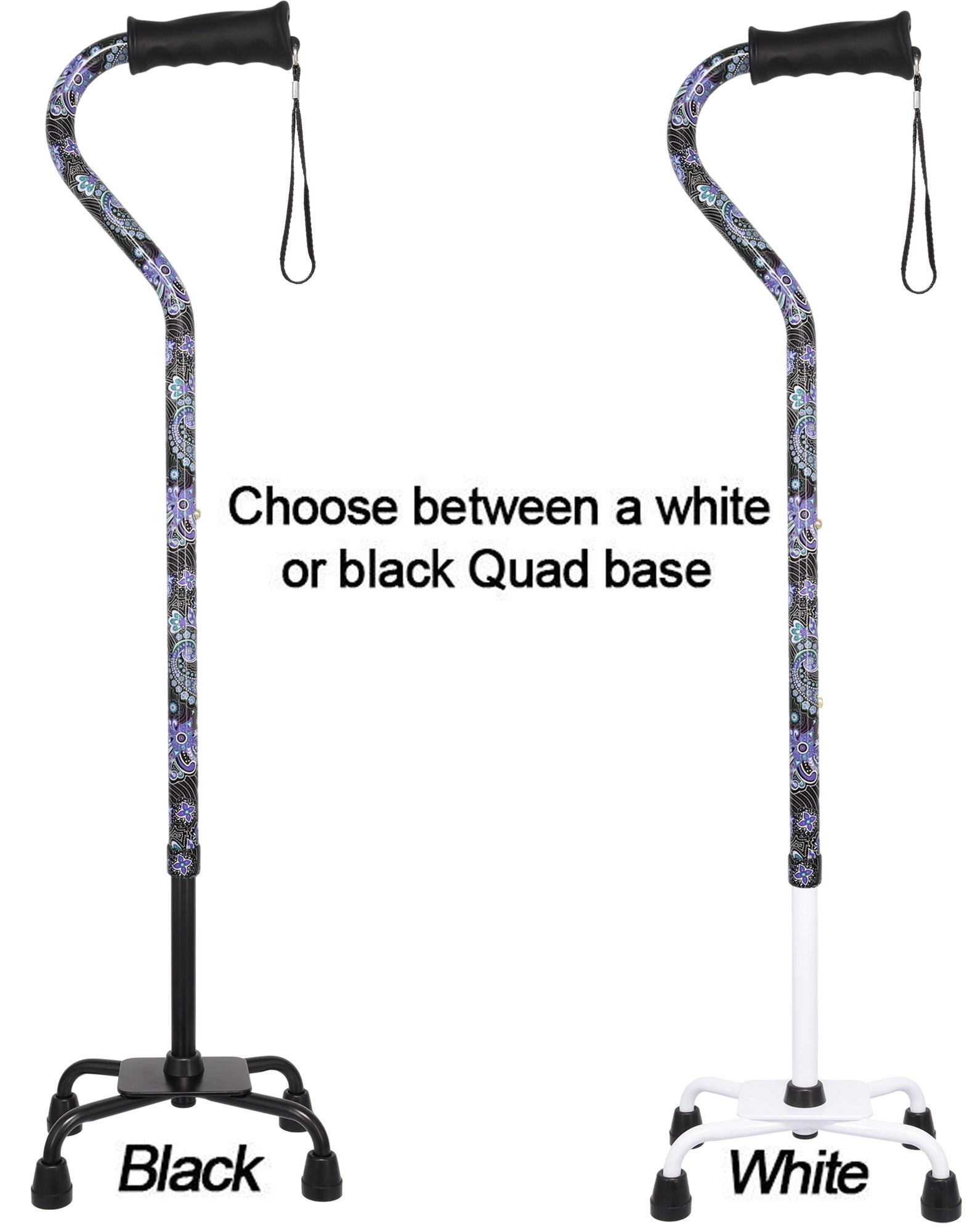 Purple Majesty Aluminum Convertible Quad Base Walking Cane - Adjustable Shaft