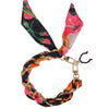 FashionStix Luxury Black Flower Silk Satin scarf with Chain Wrist Strap and Clip Holder