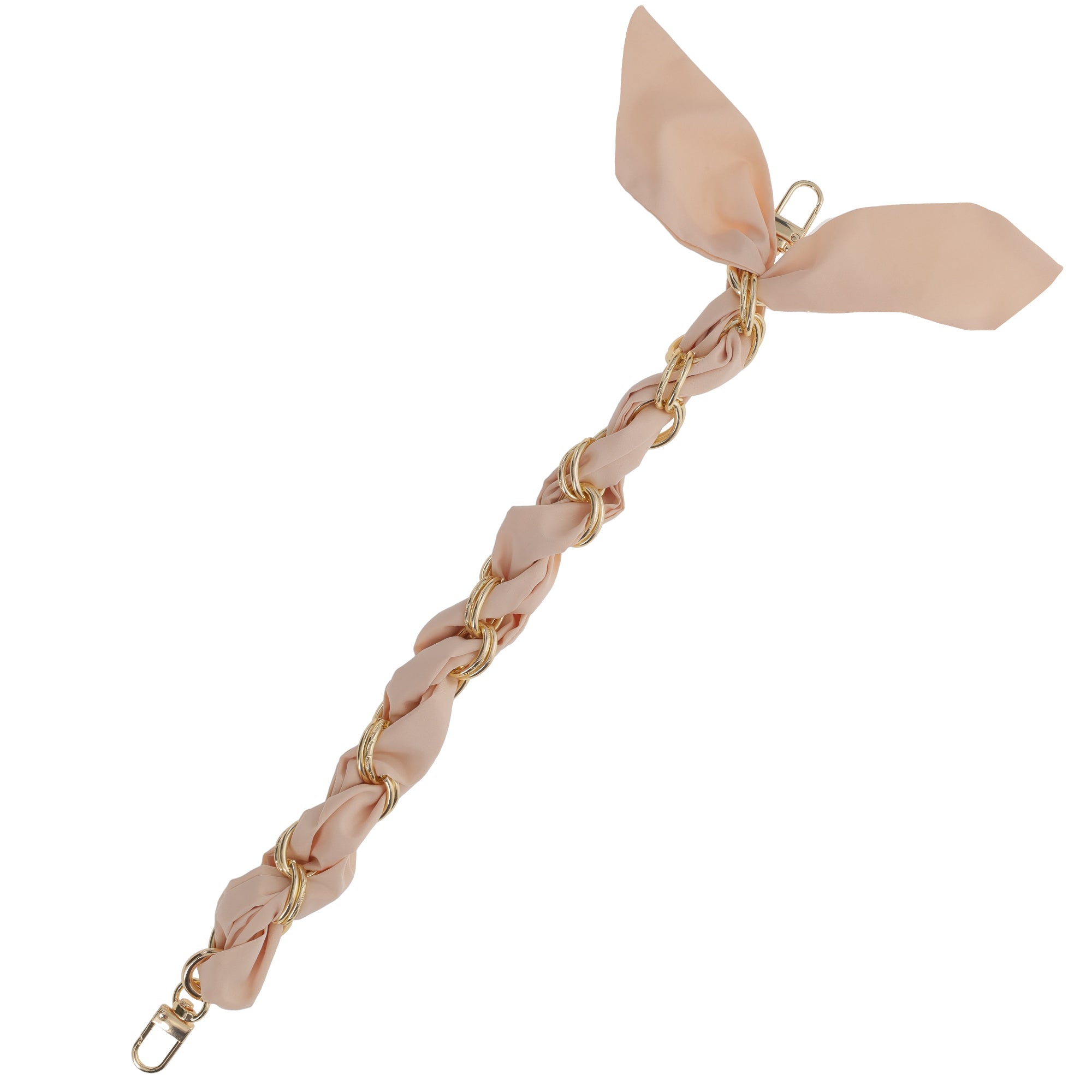 Gold Chain Wrist Strap - Luxury Creme Silk Satin Scarf for 16mm-18mm canes