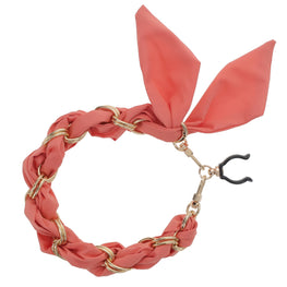 FashionStix Luxury Peach Silk Satin scarf with Chain Wrist Strap with Clip Holder
